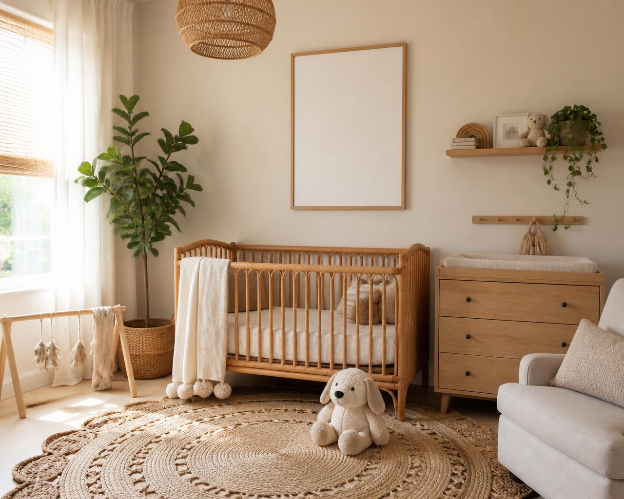 Boho nursery with wall art